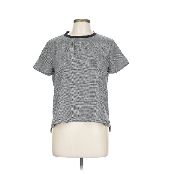 Zara Tops - Zara | EUC Plaid Houndstooth Short Sleeve T-Shirt Blouse in Gray/Black Large